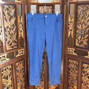Pearl Accent Cropped Pants Size 34